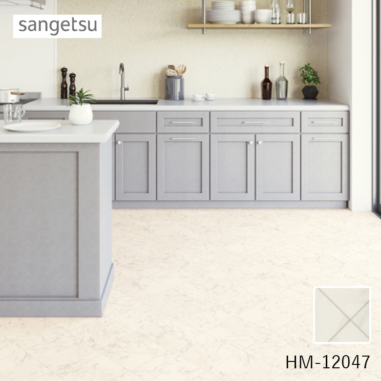 クッションフロア 10cm単位 大理石柄 HM-12047 サンゲツ ビアンコ バイアス格子柄