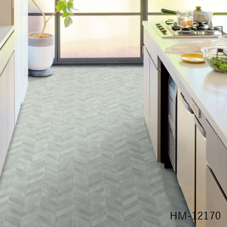 クッションフロア 10cm単位 タイル柄 HM-12170 HM-12171 サンゲツ コラーリタイル ヘリンボーン柄 ブルー ブラウン