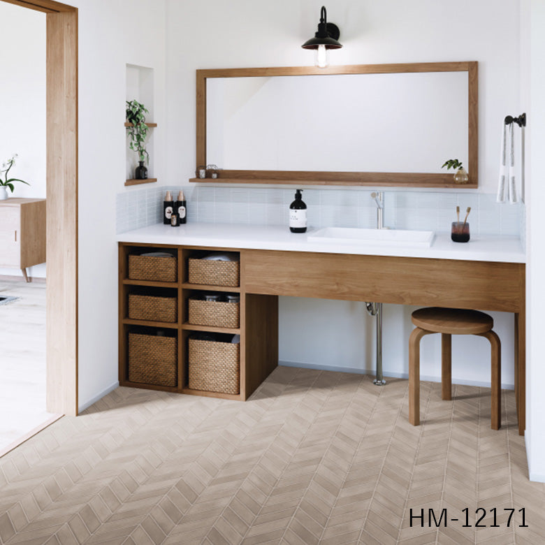 クッションフロア 10cm単位 タイル柄 HM-12170 HM-12171 サンゲツ コラーリタイル ヘリンボーン柄 ブルー ブラウン