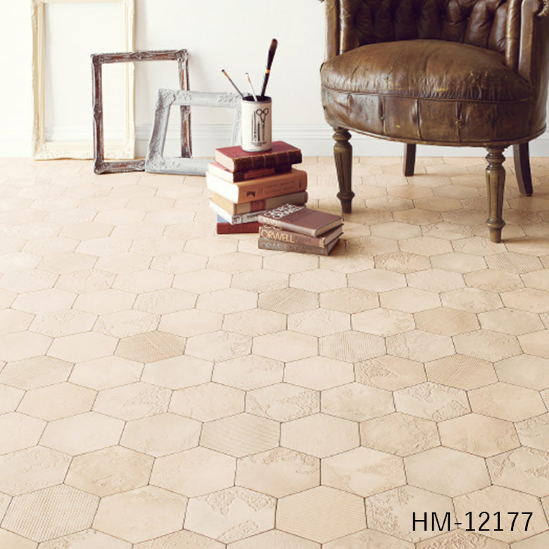 クッションフロア 10cm単位 タイル柄 HM-12177 サンゲツ レース 植物柄