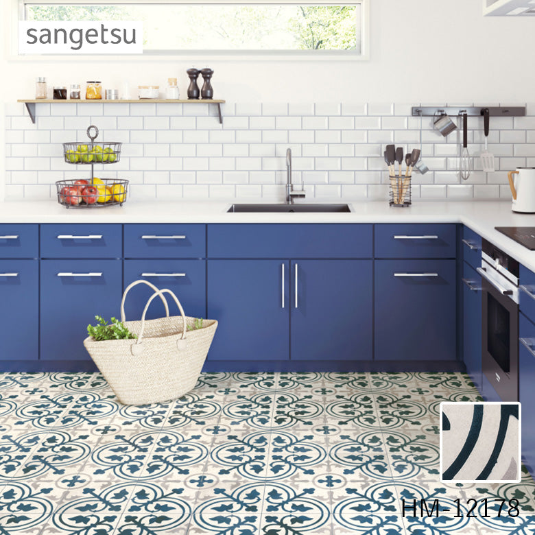 クッションフロア 10cm単位 タイル柄 HM-12178 サンゲツ 夏水組デザイン フレンチアンティークタイル