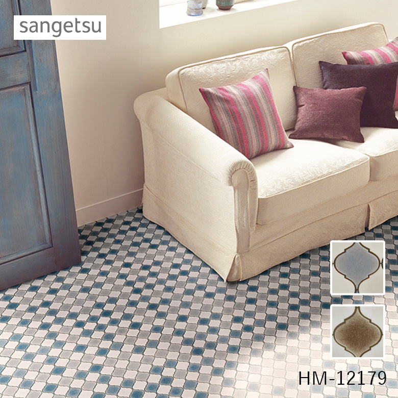 クッションフロア 10cm単位 タイル柄 HM-12179 HM-12180 サンゲツ アンティークタイル