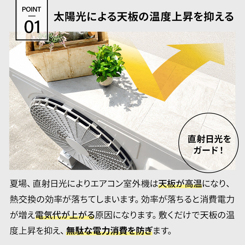 【日本製】エアコン室外機遮熱シート タイル柄 32cm×43cm 2枚入 エアコン室外機 天板カバー 遮熱シート 室外機カバー 省エネ 温度上昇抑制 室外機の劣化防止 お手入れ簡単 マグネット貼付
