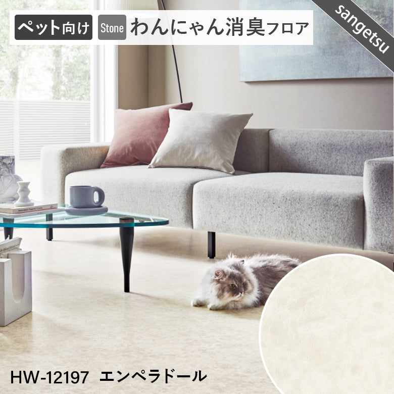 わんにゃん消臭フロア ペット用 クッションフロア 10cm単位 サンゲツ 石目柄 パターン柄 4色