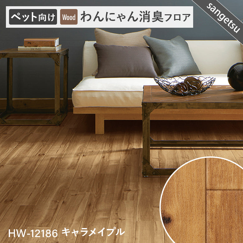 わんにゃん消臭フロア ペット用 クッションフロア サンゲツ 10cm単位 ナチュラルな木目柄 5色