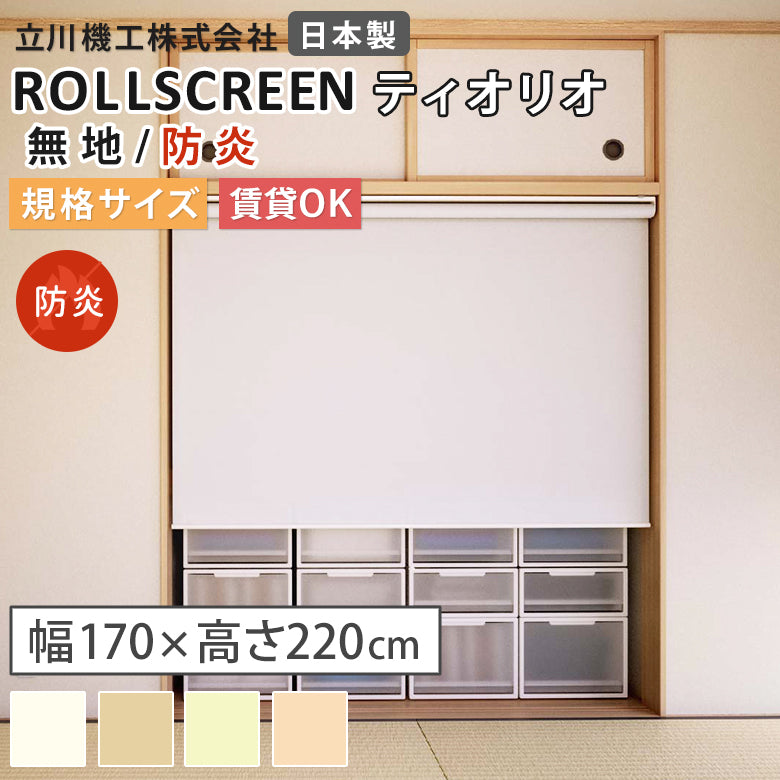 【送料無料】既製品 ロールスクリーン 防炎 4色 ティオリオ